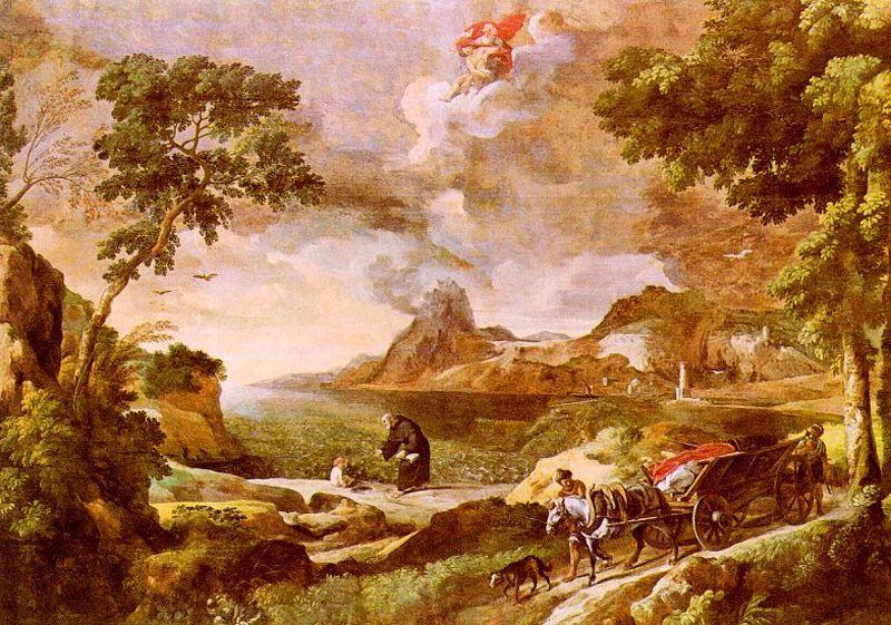 Gaspard Dughet Landscape with St.Augustine and the Mystery of the Trinity oil painting picture
